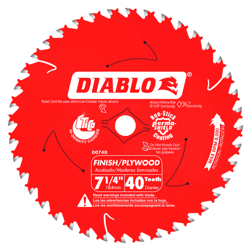 7‑1/4 in. x 40 Tooth Finish Saw Blade #D0740A