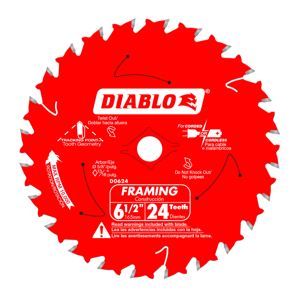 6‑1/2 in. x 24‑Tooth Tracking Point Framing Saw Blade #D0624A