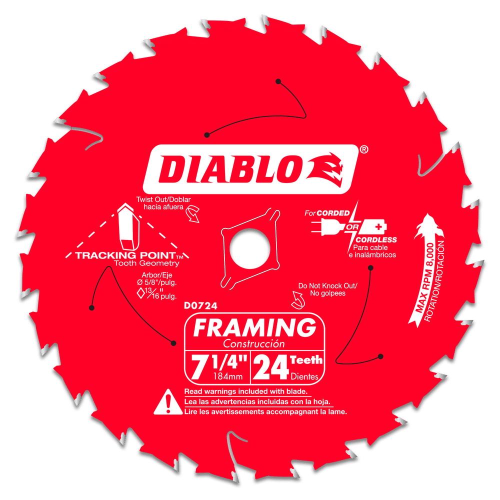 7‑1/4 in. x 24 Tooth Framing Saw Blade #D0724A